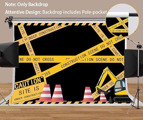 Miniatura 10 de Telón de fondo con temática de construcción para fiesta de cumpleaños temática de construcción, MEETSIOY Dump Truck Digger Zone para niños, fiesta