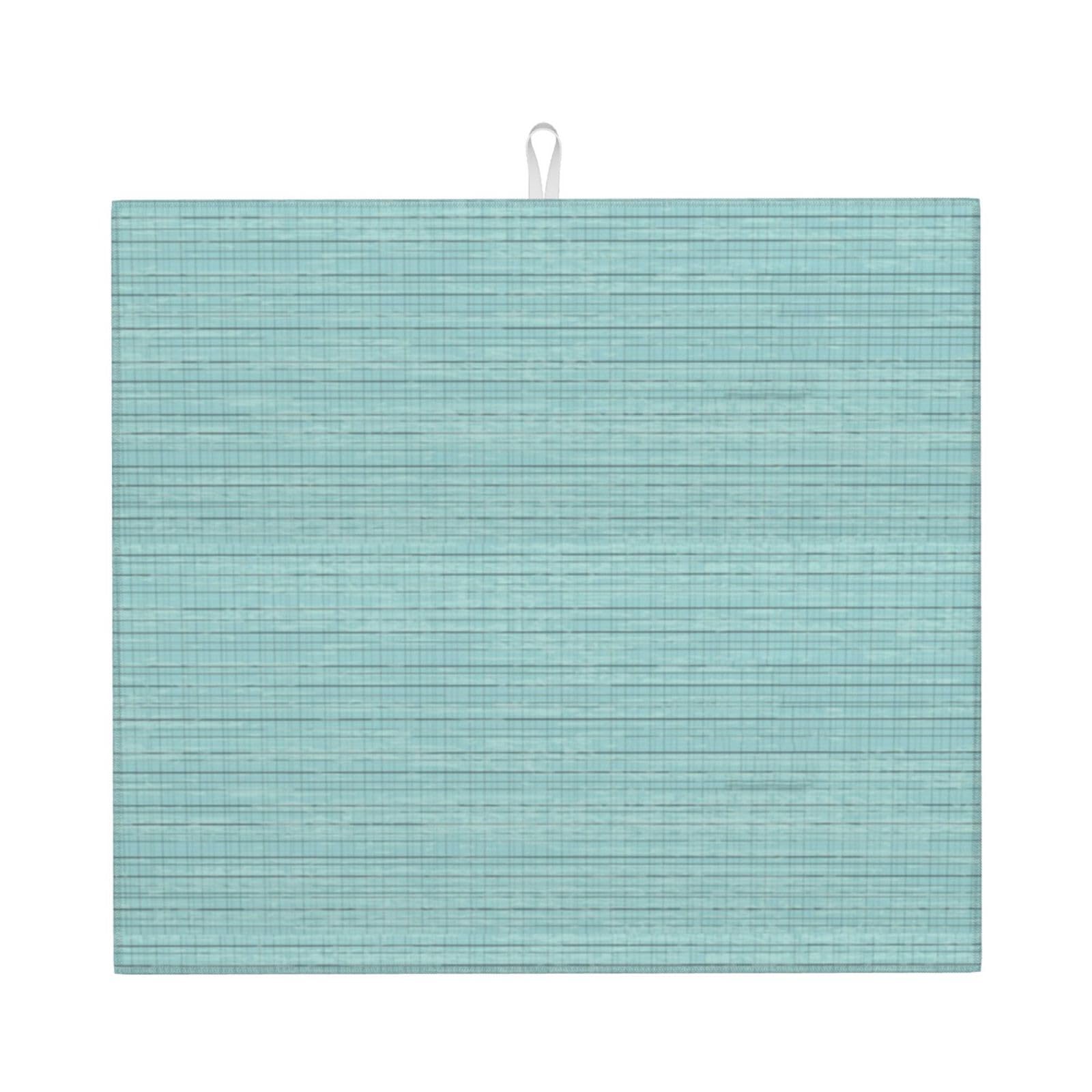Hyaszst As Picture Duck Egg Blue Linen,Dish Drying Mat,Absorbent Dishes Drainer Mats,Dish Drying Pad Kitchen Counter Sink Mat 41X46 Cm