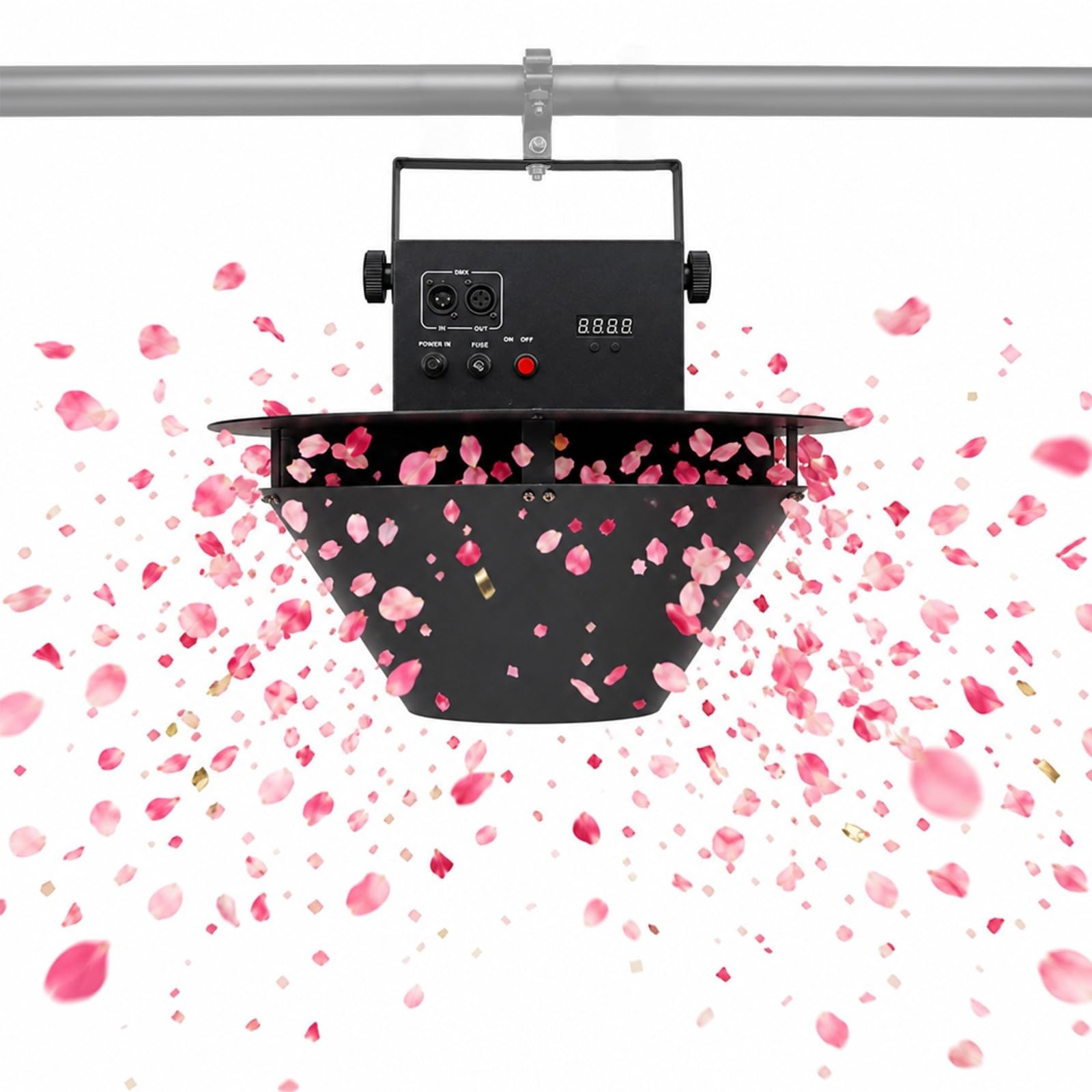 Cannone coriandoli a soffitto, con telecomando e controllo DMX512