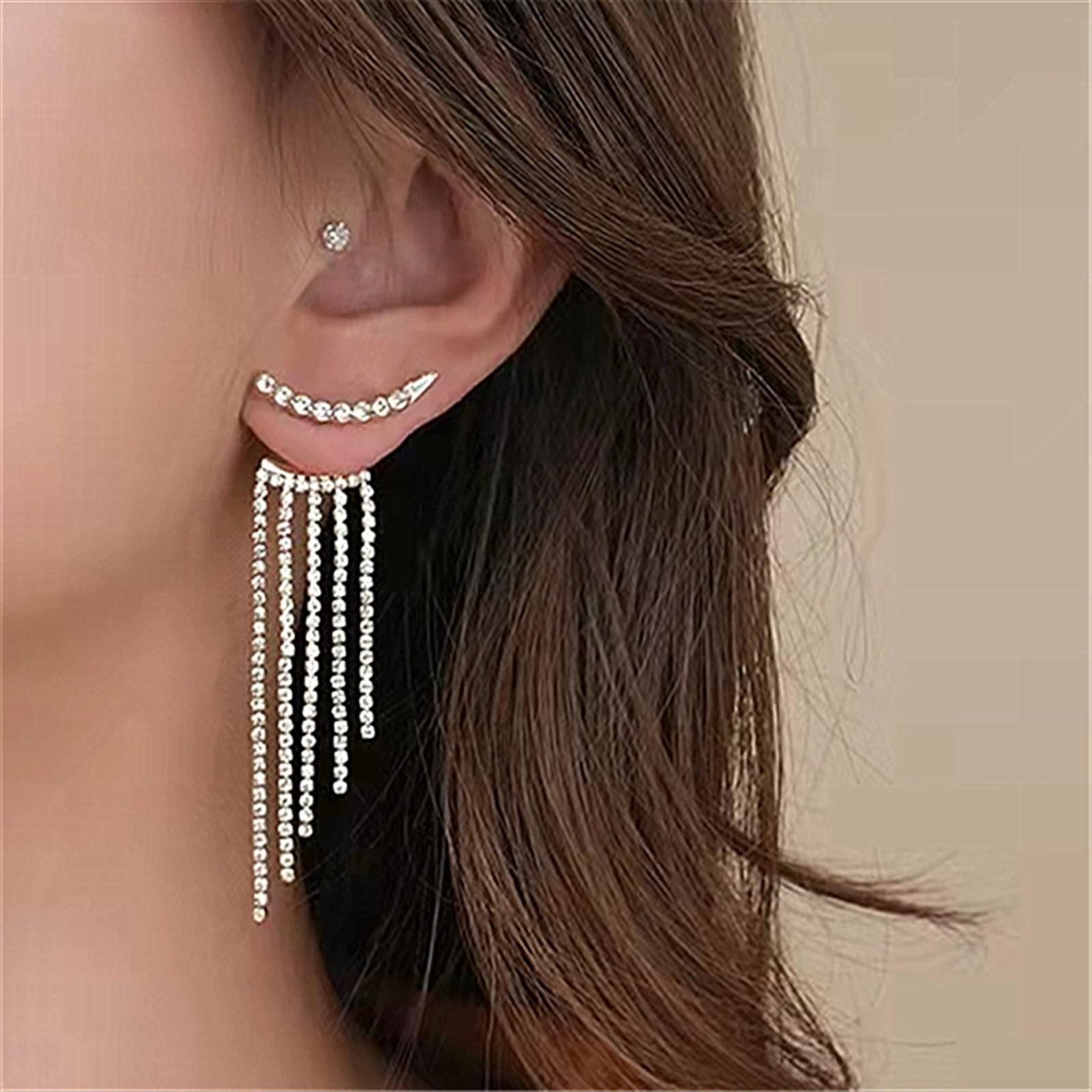 HJMMHX Damen Ohrringe Luxus Frauen Dame Ohrringe Strass Hängende Zirkon Ohrringe Glänzende Hochzeit Schmuck Ohrringe