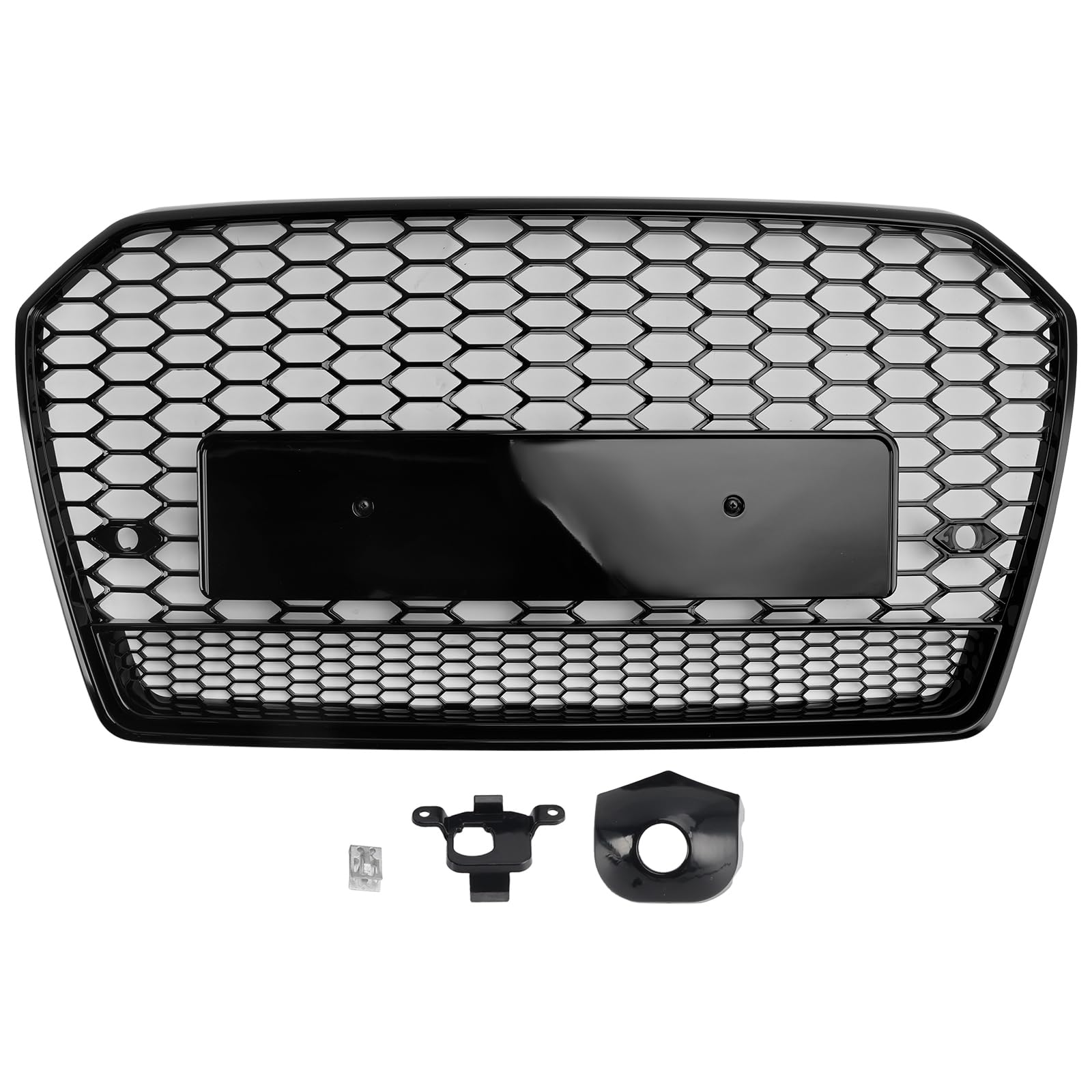 Topteng RS6 Style Honeycomb Mesh Front Grille Grill Fit for Audi A6 / S6 (C7) 2016-2018 Facelift, Black