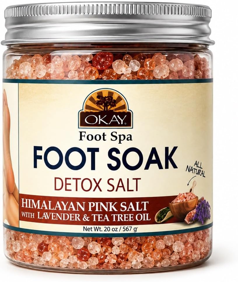 Okay Himalayan Pink Salt Foot Soak With Lavender & Tea Tree Oil Soothing Refreshing For All Skin Types Sulphate, Silicone & Paraben Free 591ml