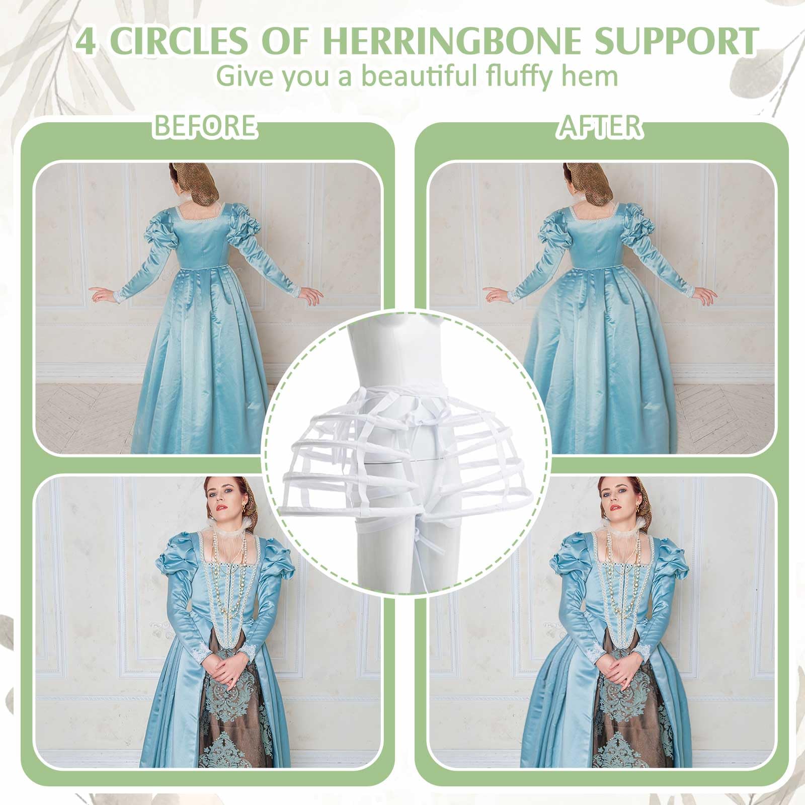 Hercicy Pannier Petticoat für Damen, viktorianisches Bustle-Käfig, Reifrock, Petticoat für Damen, unter Kleid, Halloween-Party-Kostüm