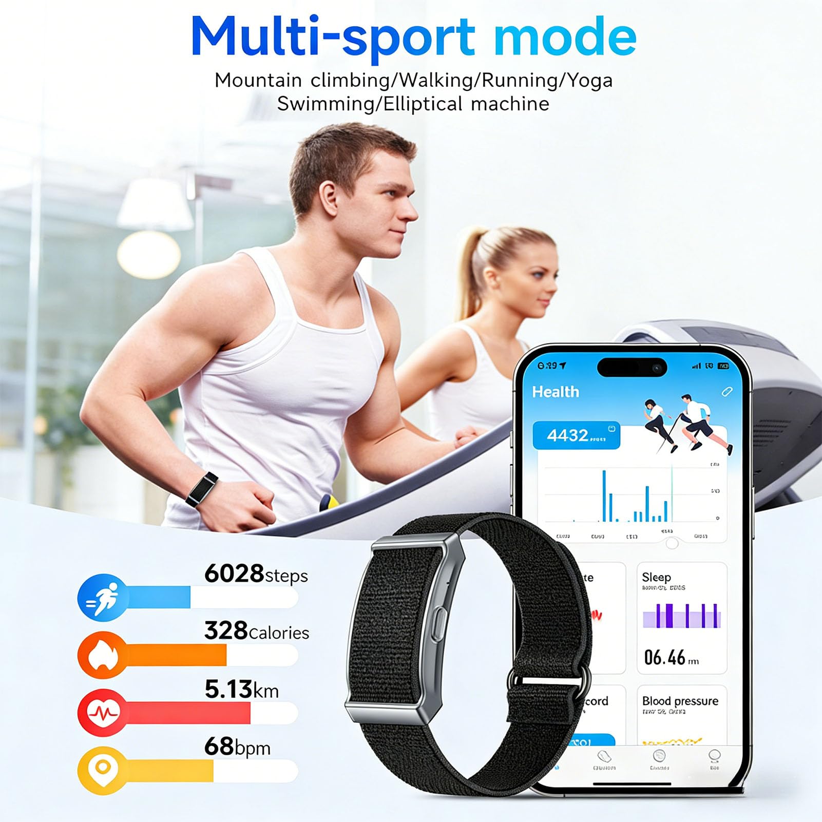 findtime Fitness Tracker d'Activité Bluetooth Sport Bracelet Suivi Sommeil Cardio Étanche 10+Modes de Sport 20 Jours de Batterie