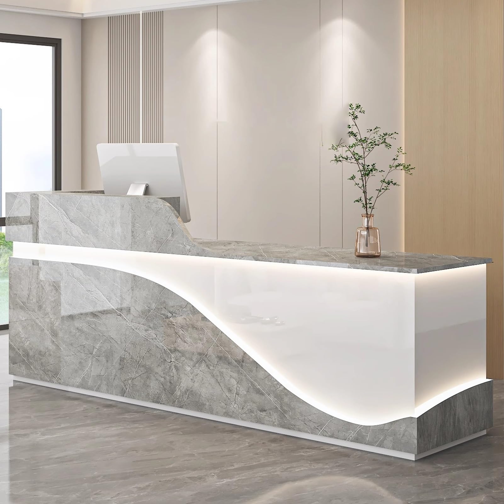 Modernwith Ders & Lock RetailCounter Tavolo da ufficio con cavo mentGray h Perfetto per le aziende e il servizio clienti.