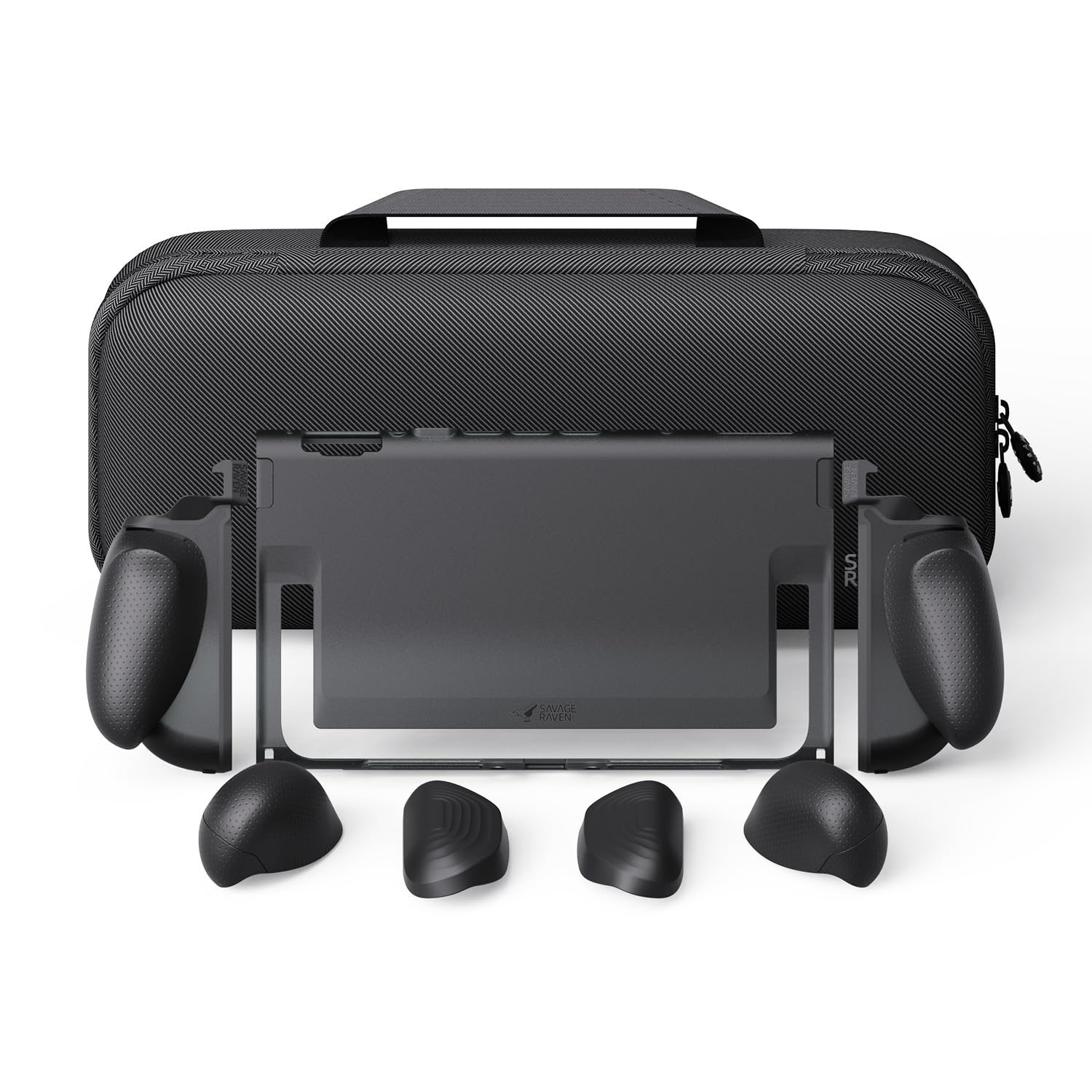 Savage Raven by Skull & Co. FissionGrip Bundle (Carrying Case Included): Dockable Split Protective Case for Nintendo Switch 2 (2025), Slim PC Shell with Detachable Grip Cover- Black