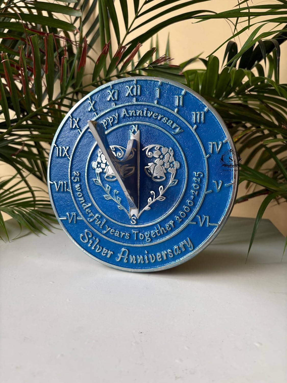 Reloj de sol de aniversario para boda de plata número 25 de 8 pulgadas