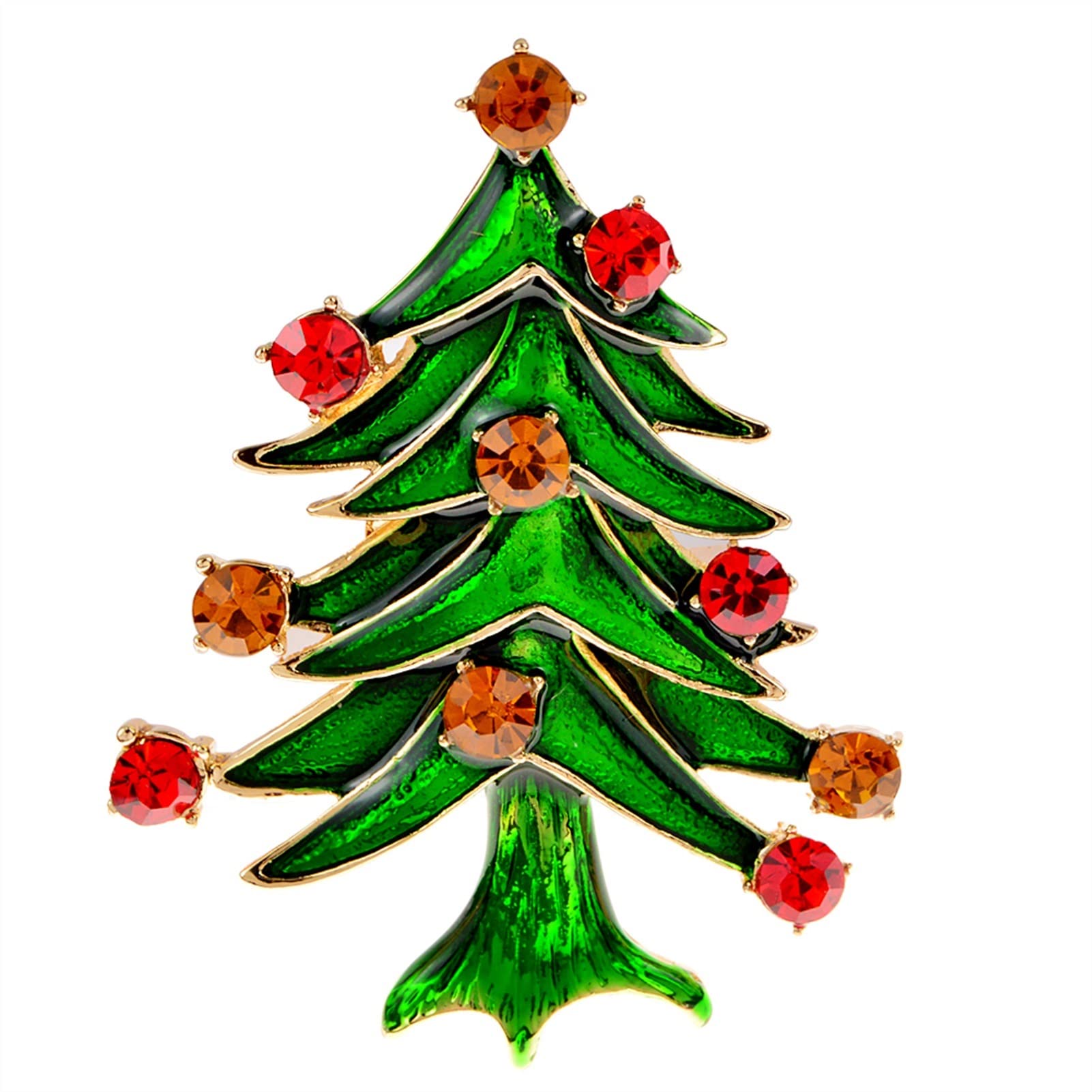 Broche sapin de Noël strass vert émail pour robe et pull élégant - 7