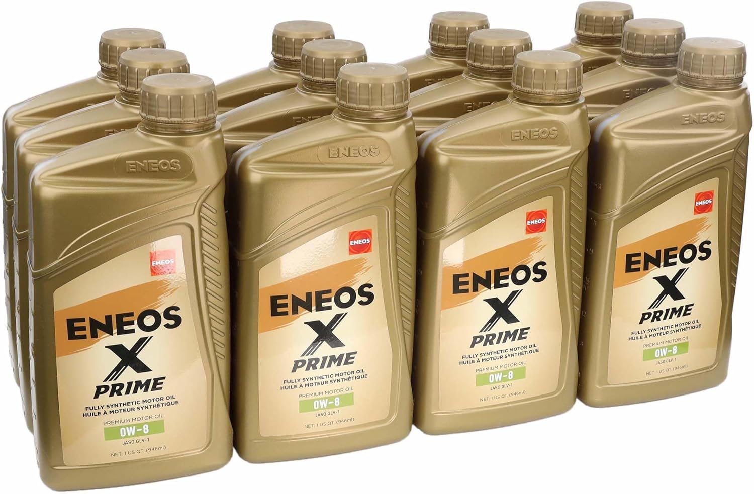 ENEOS 3000-301 X Prime 0W-8 Fully Synthetic Motor Oil, 1 Quart, 12 Pack