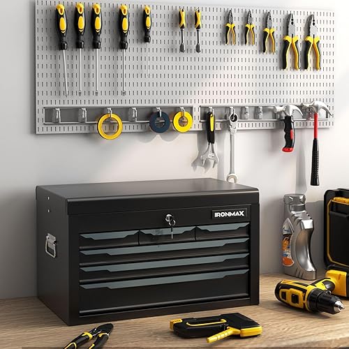 Miniatura 8 de ERGOMASTER Caja de Herramientas de Acero, Caja de Herramientas de Metal de 24'' con 6 Cajones, Gabinete Cofre de Herramientas de Almacenamiento