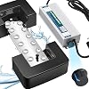 Mxmoonant Adjustable 12 Head Ultrasonic Mist Maker, 0-8400ml/h High Output Pond Fogger for Greenhouse, Mushroom Grow Tent & Halloween Decor, 400W Power Supply, with Float & 10 Spare Discs 110V
