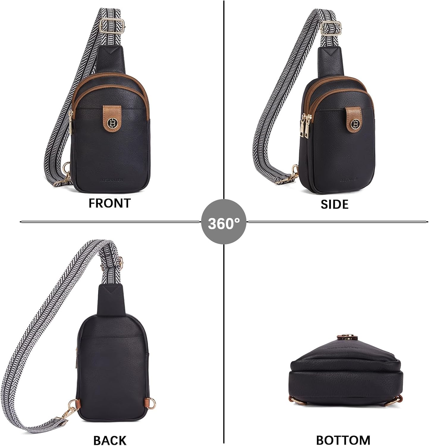 BOSTANTEN Small Sling Bag Crossbody Bags for Women Trendy Crossbody Purse Leather Chest Bag