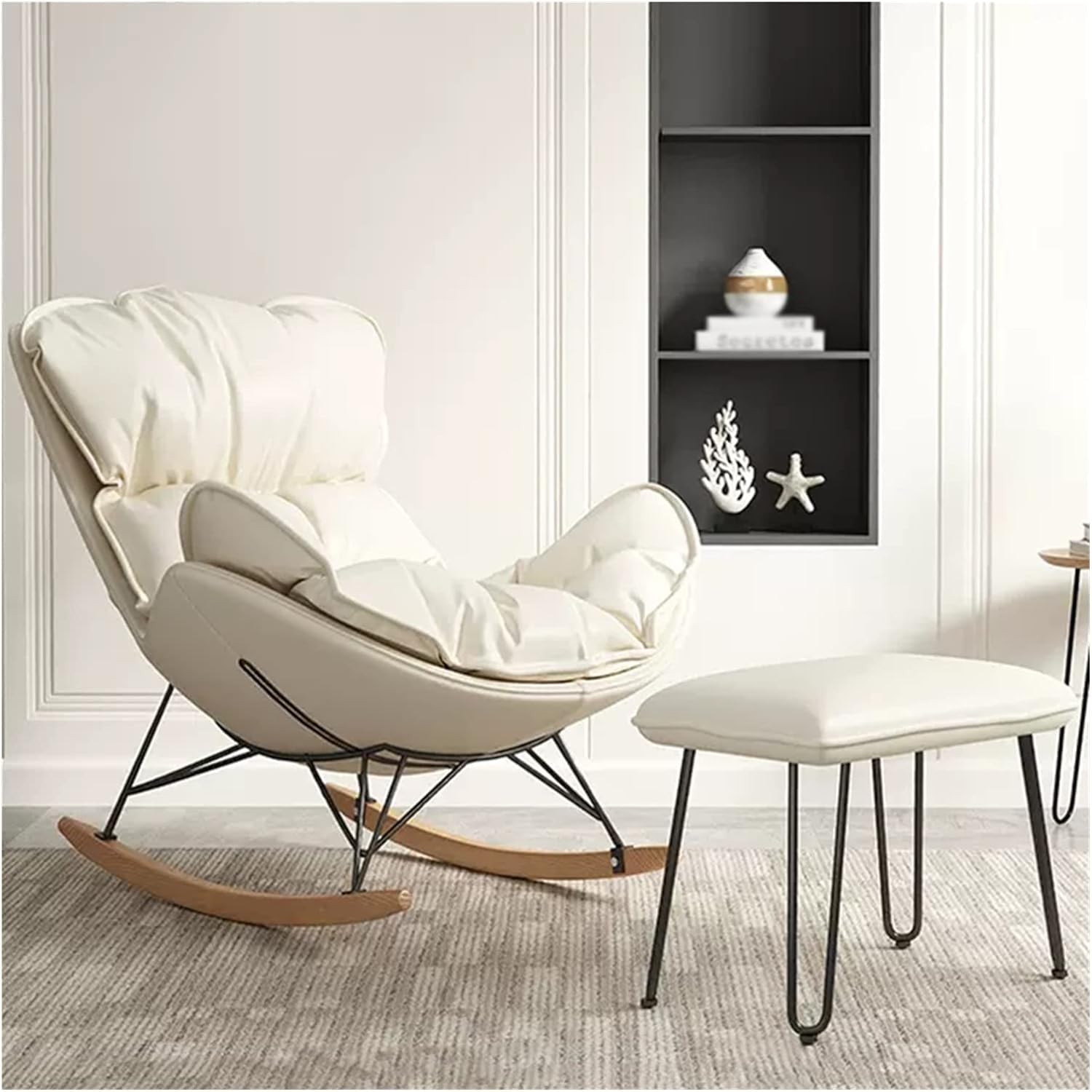 Fauteuil inclinable rembourré à bascule confortable avec repose-pieds