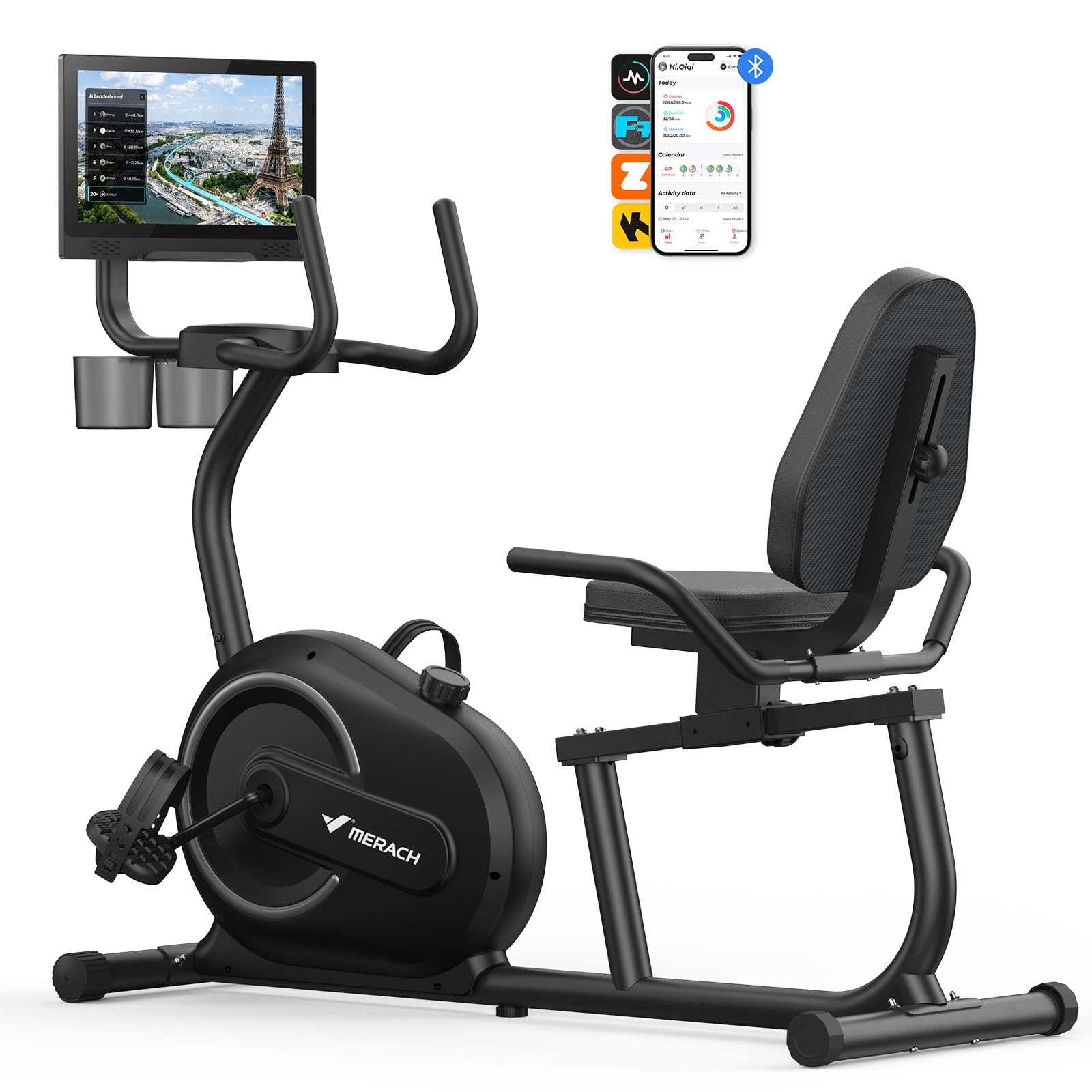 MERACH Recumbent Exercise Bikes for Home with Smart Bluetooth Equipment App | LCD, Heart Rate Handle Stationary Bikes for Home, Magnetic Recumbent Exercise Bike for Seniors Gym S08/S23