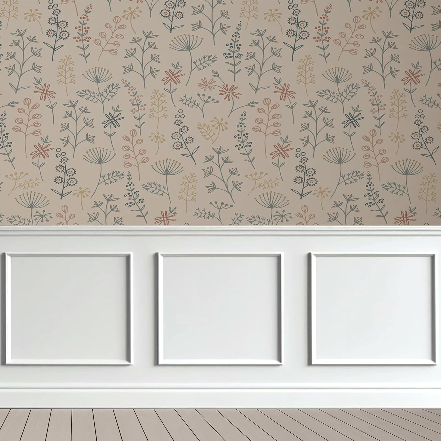 Lunghaa 3-Frame 24" x 24" Premade Accent Wall Molding Kit, Ready-to-Assemble Wainscoting Panels, Pre-Cut Chair Rail Moulding Trim Picture Frame for Home Décor