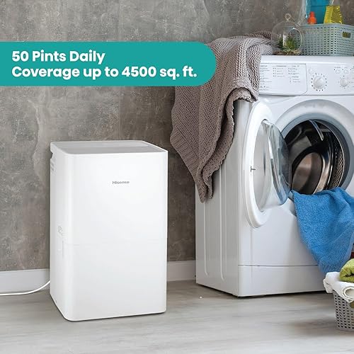 Miniatura 5 de Hisense Energy Star - Deshumidificador portátil de 50 pintas con apagado automático y temporizador, deshumidificador para el hogar y absorbente de