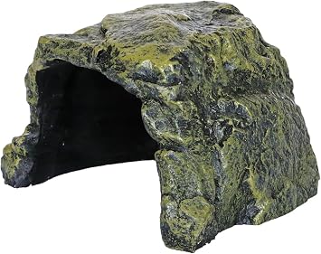 Rock Hide Cave for Reptiles, Amphibians Rock Den - Terrarium & Aquarium Decor, Great for Bearded Dragons,Lizards,Snakes,Turtles,Geckos,Frogs,Small Animals - Large Size