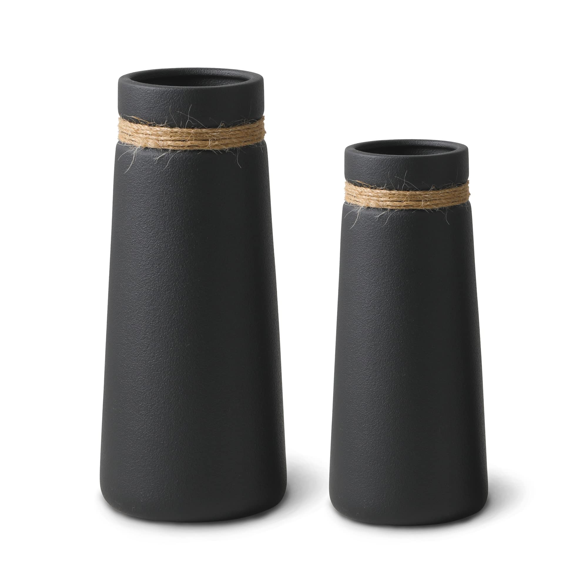 Juego de Jarrones de Cerámica Flature para Hierba de Las Pampas, Florero Negro como Moderna Decoración Boho para Salas de Estar, Jarrón Grande de en Mate, Decoración para Flores Frescas & secas