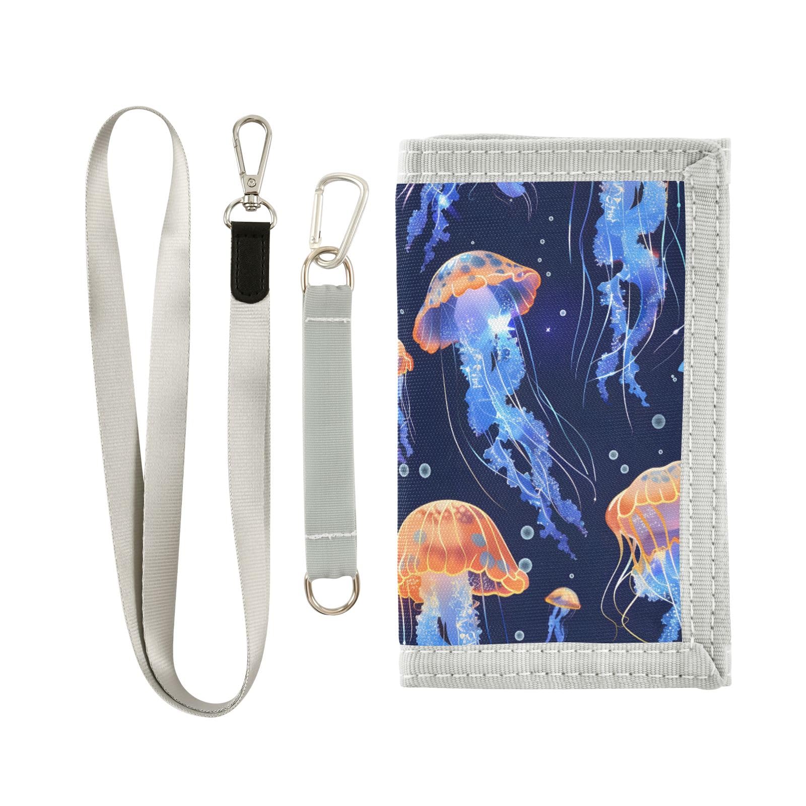 ALAZA Kids Wallets for Boys Girls Toddler Trifold Wallet Children Small Jellyfish Yellow with Zipper Coin Pocket