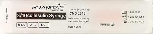 Miniatura 4 de Brandzig Jeringas de insulina para mascotas U-100 29G 310cc, 12 pulgadas, paquete de 100 unidades