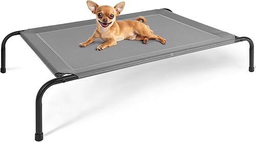 YSSOA Cama elevada transpirable y refrescante para perros, patas antideslizantes, marco de metal, interior y exterior, 42 x 25.2 x 8 pulgadas, color
