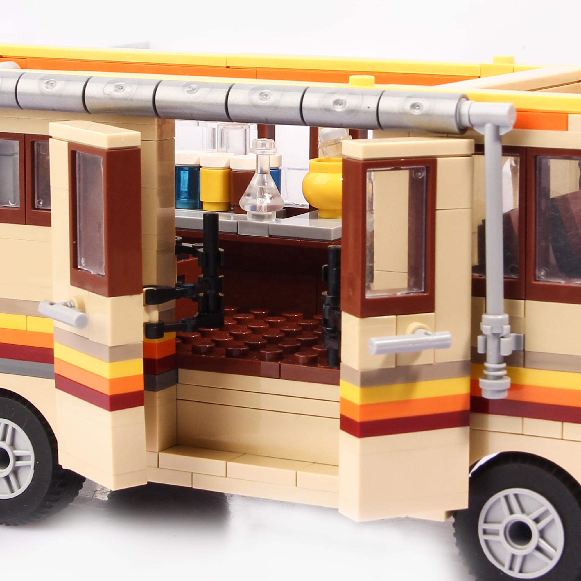 Juego de bloques de construcción clásicos Break Bad RV 986 piezas, modelo detallado de furgoneta con puertas de apertura e interior de laboratorio