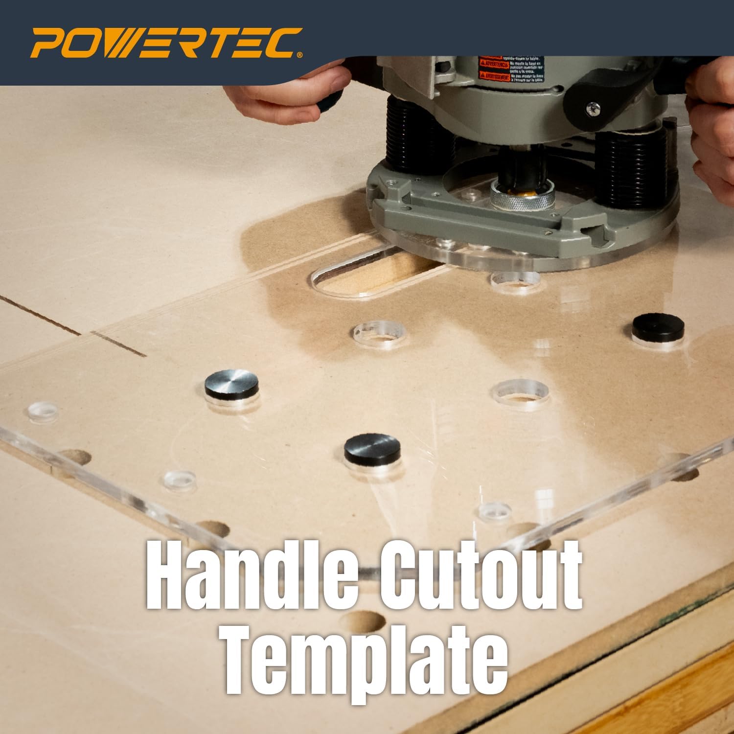 POWERTEC MFT Worktop Jig - Router Template for 3/4" Dog Holes, Includes 3/4" Straight Plunge Bit & Bushing Guide, Fits Porter-Cable Style Base Plate (71959)