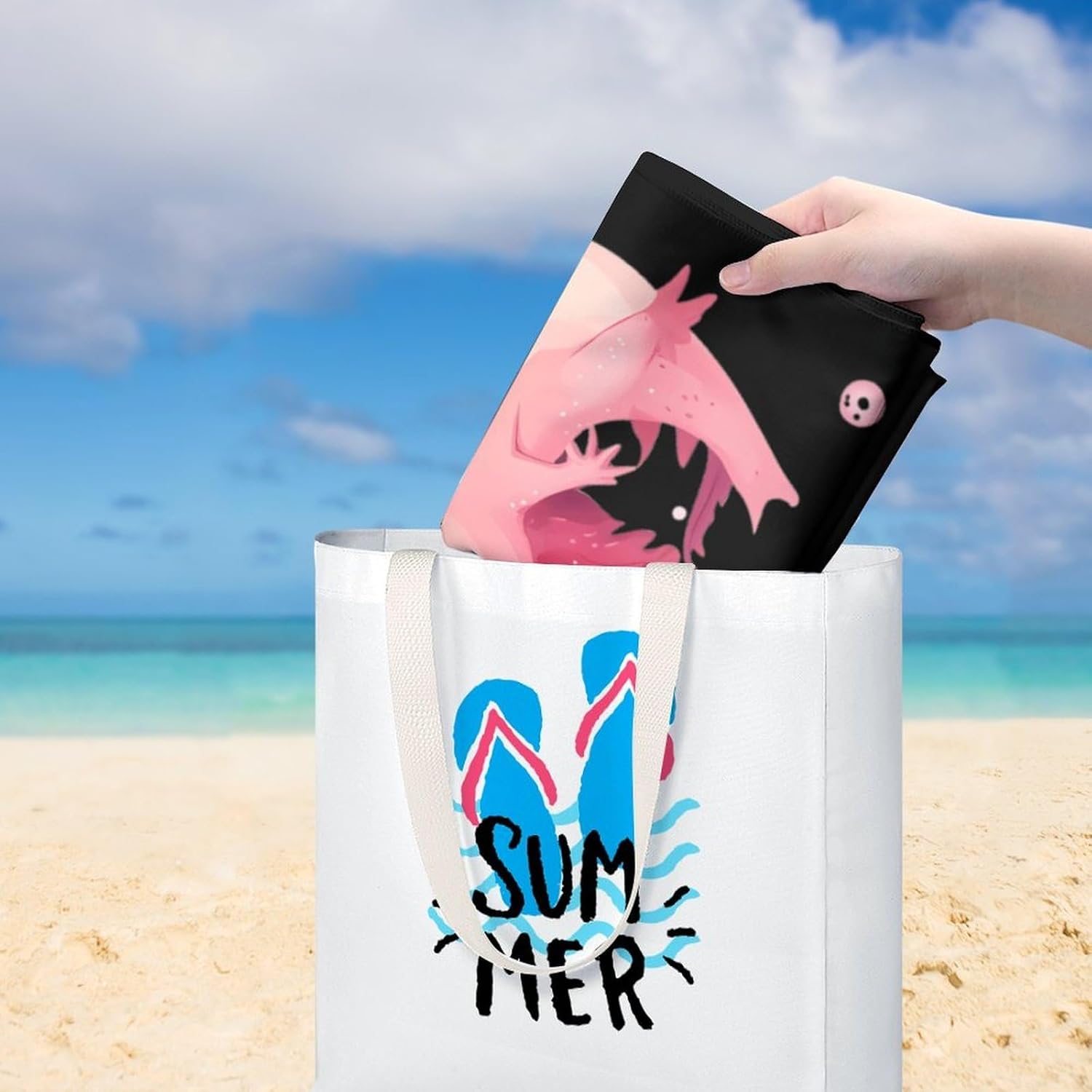 Cute Axolotl Oversized Beach Towel Soft Absorbent Pool Bath Swim Towels for Adults Travel Vacation Gifts 130x80cm