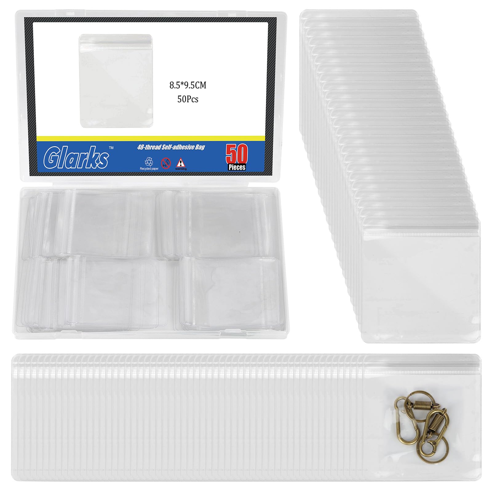 Glarks 50pcs 8.5 x 9.5cm Zipper Lock Clear Plastic Bags Set, Clear Plastic Reclosable Zip Bags, Poly Zipper Lock Bags for Jewelry, Bead, Crafts, Small Parts Storage â image 1