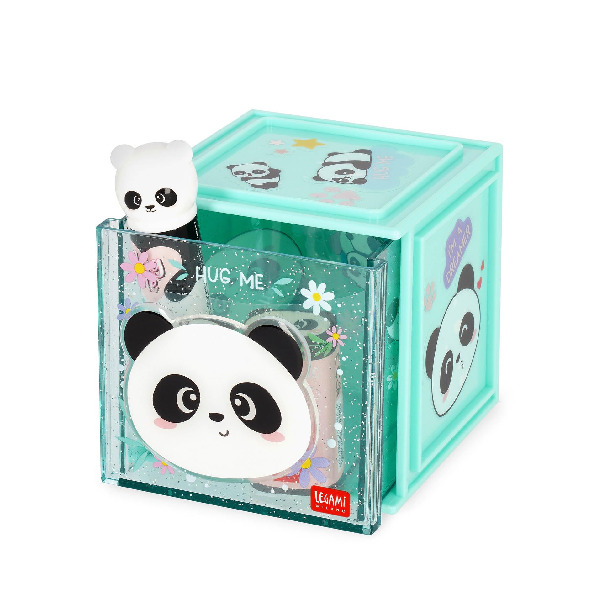 Legami Boîte modulaire de bureau Cutie Cubes Thème Panda Organiseur de Bureau 90 x 90 x 100 cm ABS Empilable