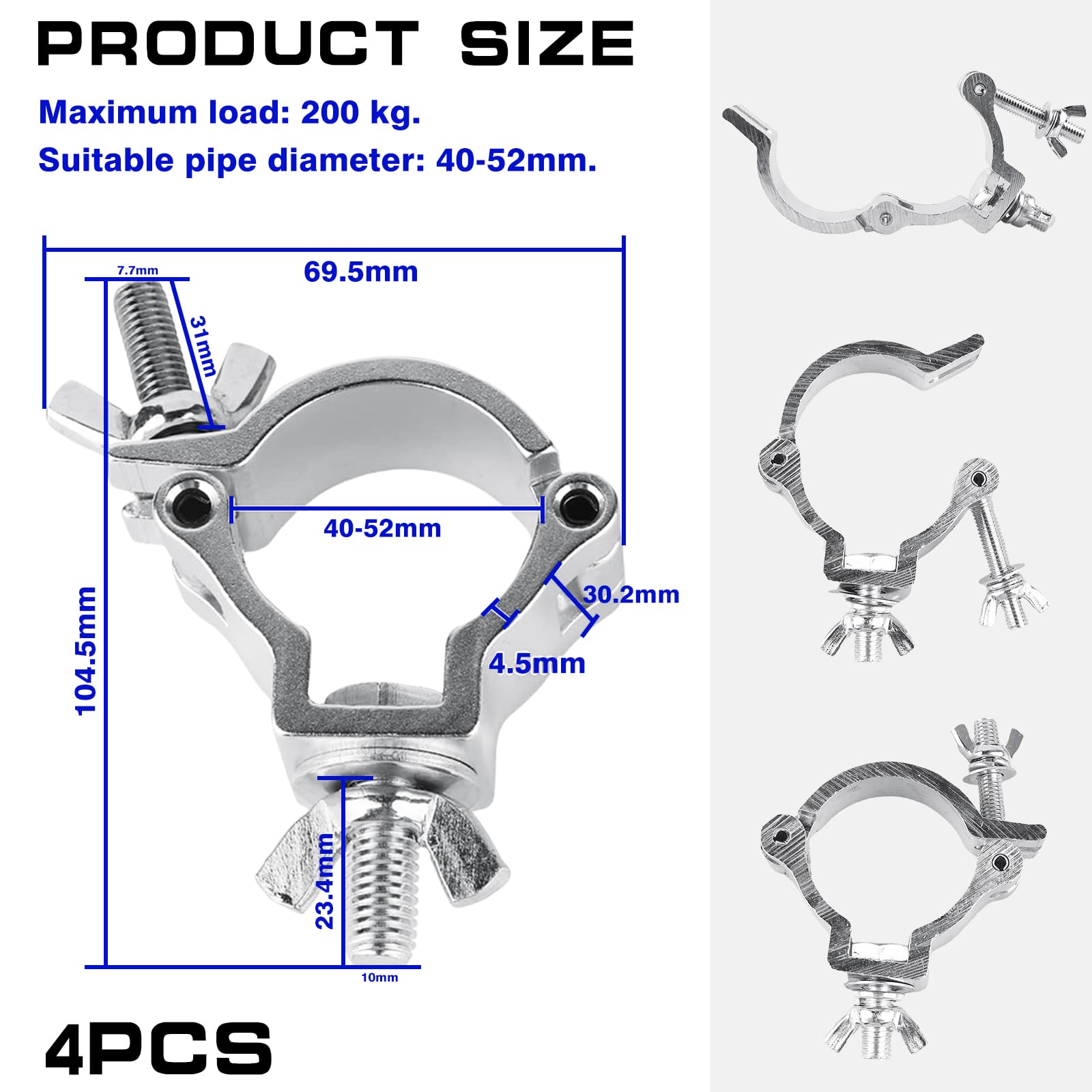 Truss Clamp,4 Pack 40-52 Mm Truss Bracket,Crochets De