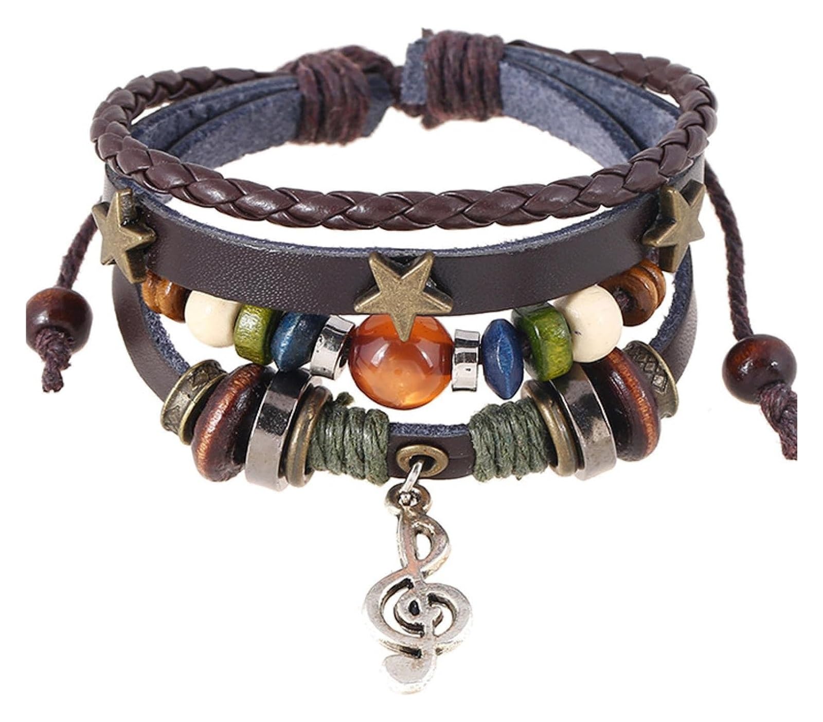 Bracciale Da Uomo In Pelle Intrecciata, A Più Fili, Con Croce - Foto 11