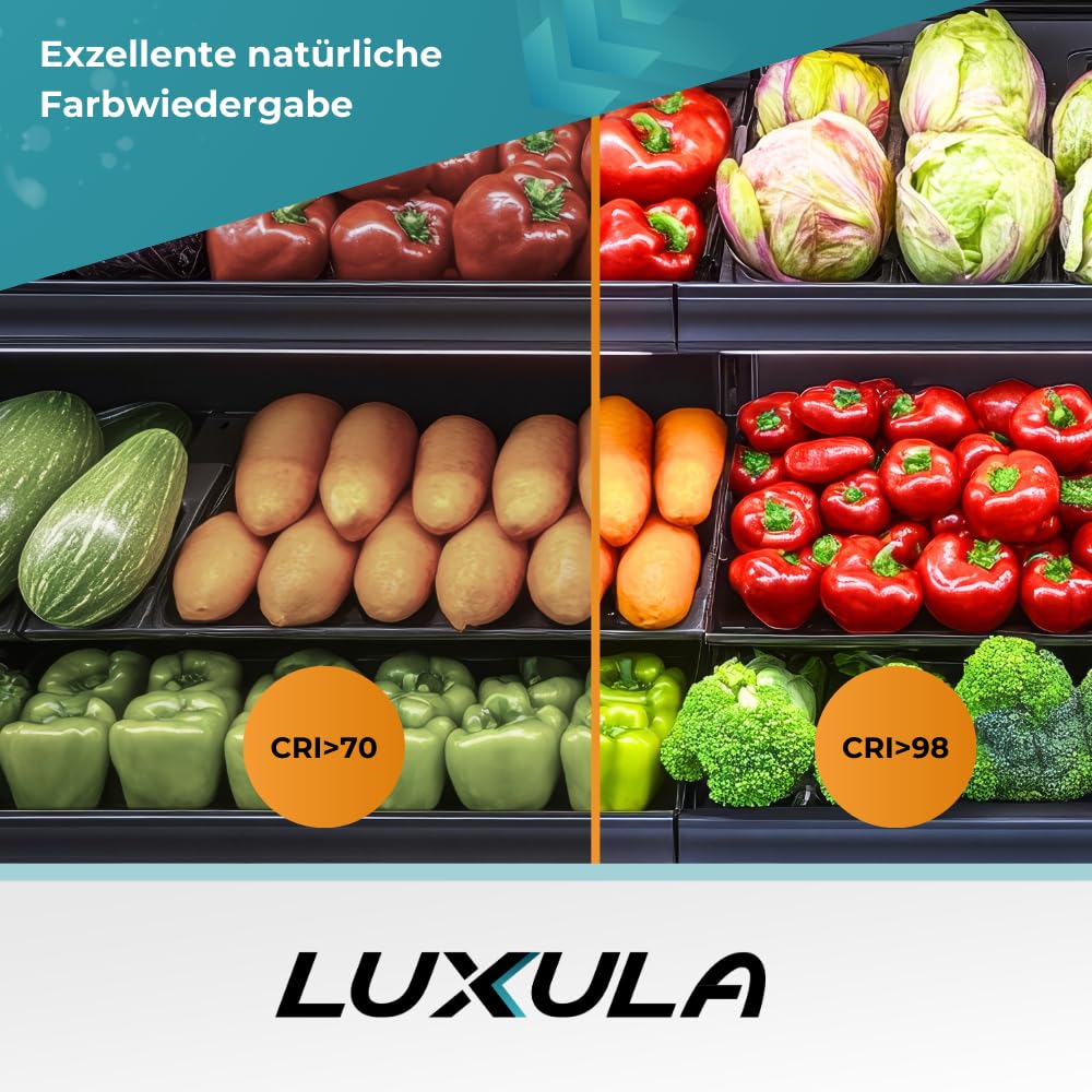 LUXULA LED Panel 62x62cm Rasterleuchte CRI98 Vollspektrum 4000K Neutralweiß 40W 4000lm flimmerfrei 230V Netzteil