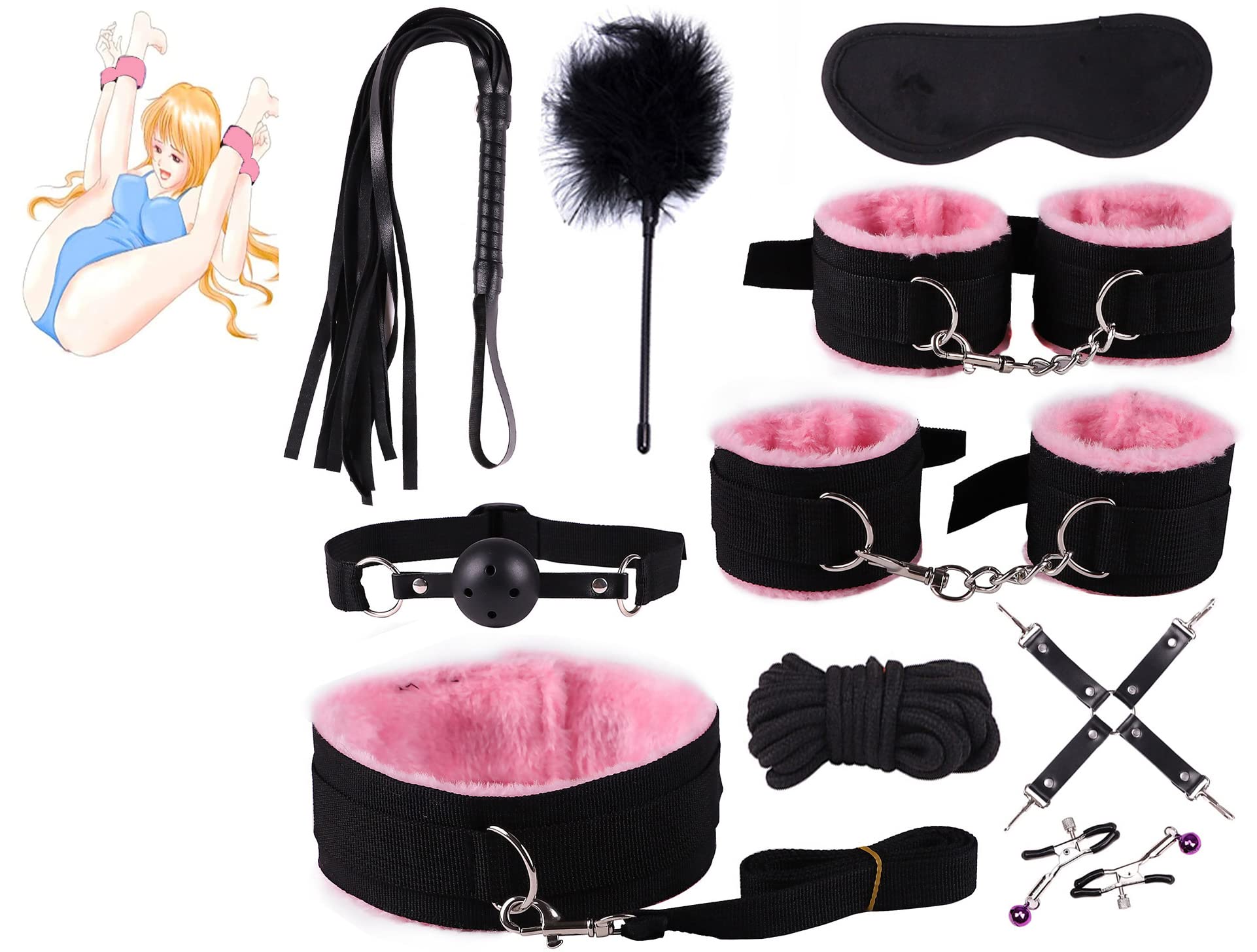 ̶𝙨̶𝙚̶𝙭̶ ̶𝙩̶𝙤̶𝙮̶ 10-Piece Light and Comfortable Sex Tool Set with Cross Buckles, Leather Whip