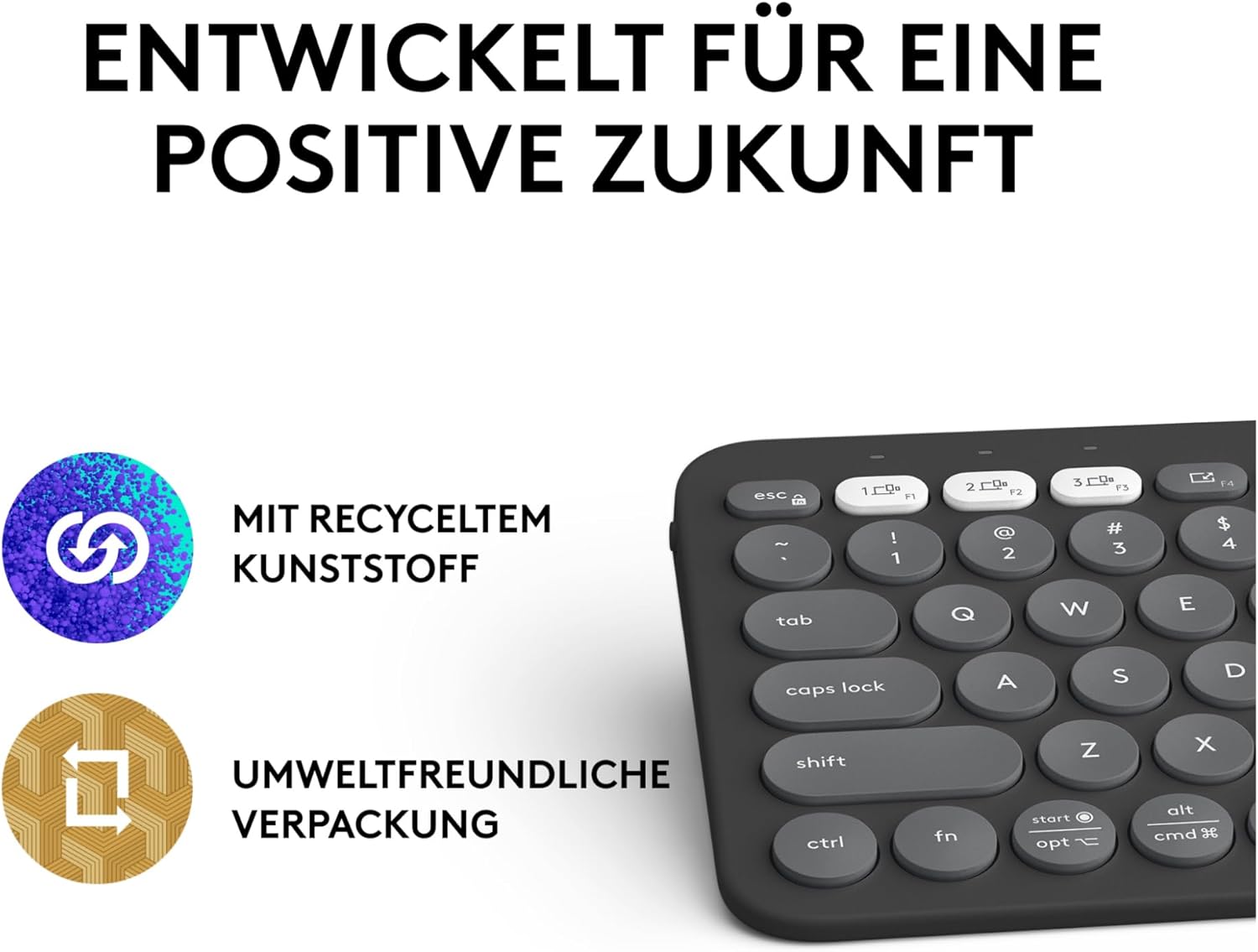 Logitech Pebble Keys 2 K380S Keyboard Rf Wireless + Bluetooth, W128825855 (Rf Wireless + Bluetooth Qwertz German Graphite)