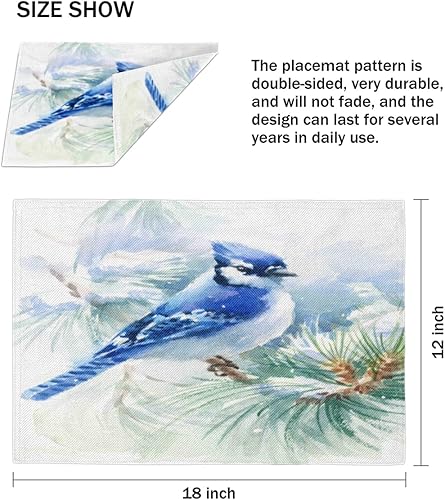 Miniatura 4 de Bird Design Theme Placemats Set of 4 Table Mats Washable Placemat Waterproof Place Mats for Party Home Dining Table Decor 18x12 in