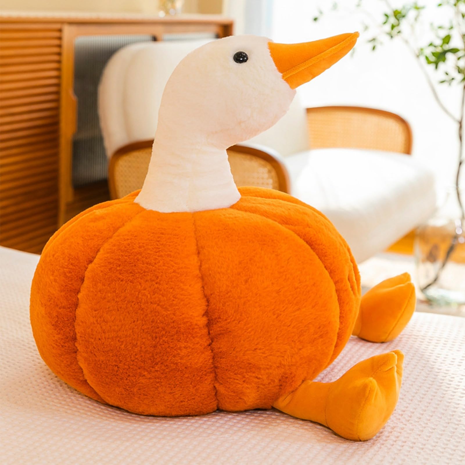 Cuscino per Bambola di Peluche di Zucca di Cartone Animato Morbido Tessuto Elastico per Bambini Che Dormono 1 unità (55 cm/21,7 pollici)