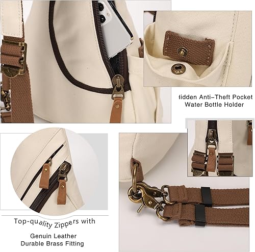 Miniatura 4 de Canvas Sling Bag - Small Crossbody Backpack Shoulder Casual Daypack Rucksack for Men Women Outdoor Cycling Hiking Travel