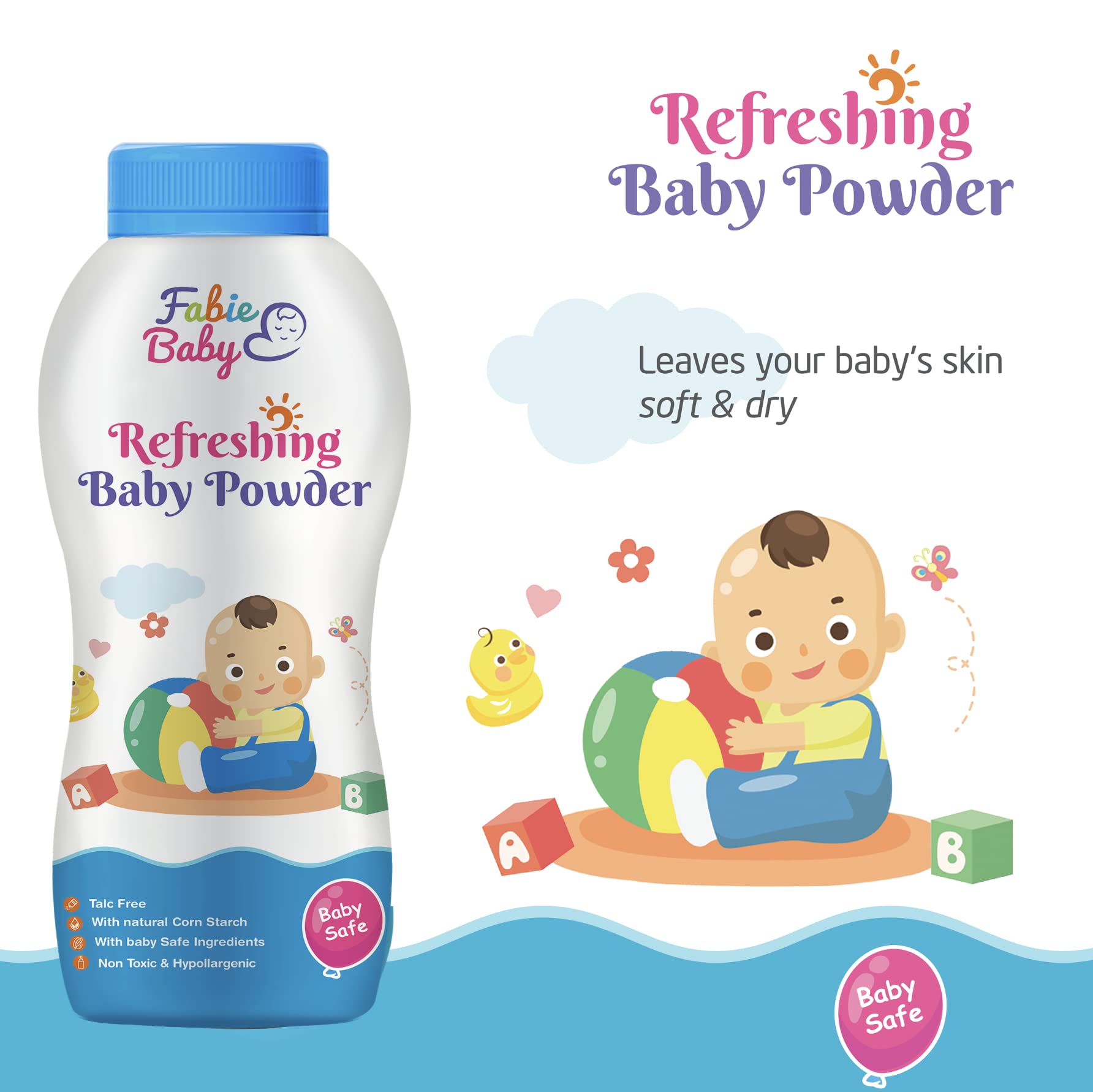 FABIE BABY Bottom Duo Premium Diaper M Size - 32 Pants + 200gm Powder Combo 3