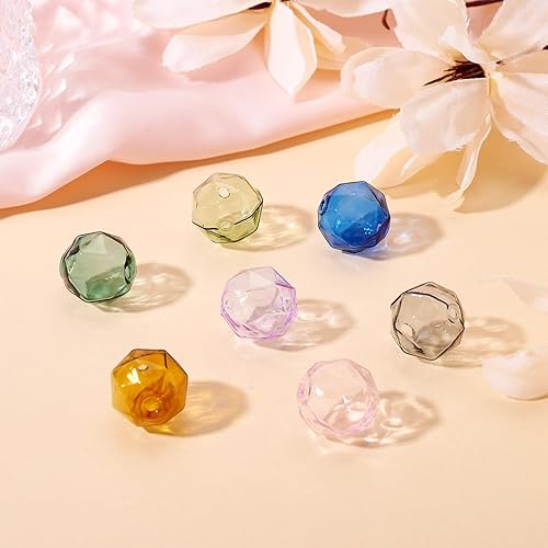 Vista 210 de FASHEWELRY 10 cuentas de cristal hechas a mano, cuentas florales de cristal, cuentas espaciadoras de flores de trompeta transparentes, cuentas