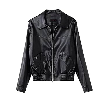 Amazon | [KanshaMingMa] レザージャケット ショート丈