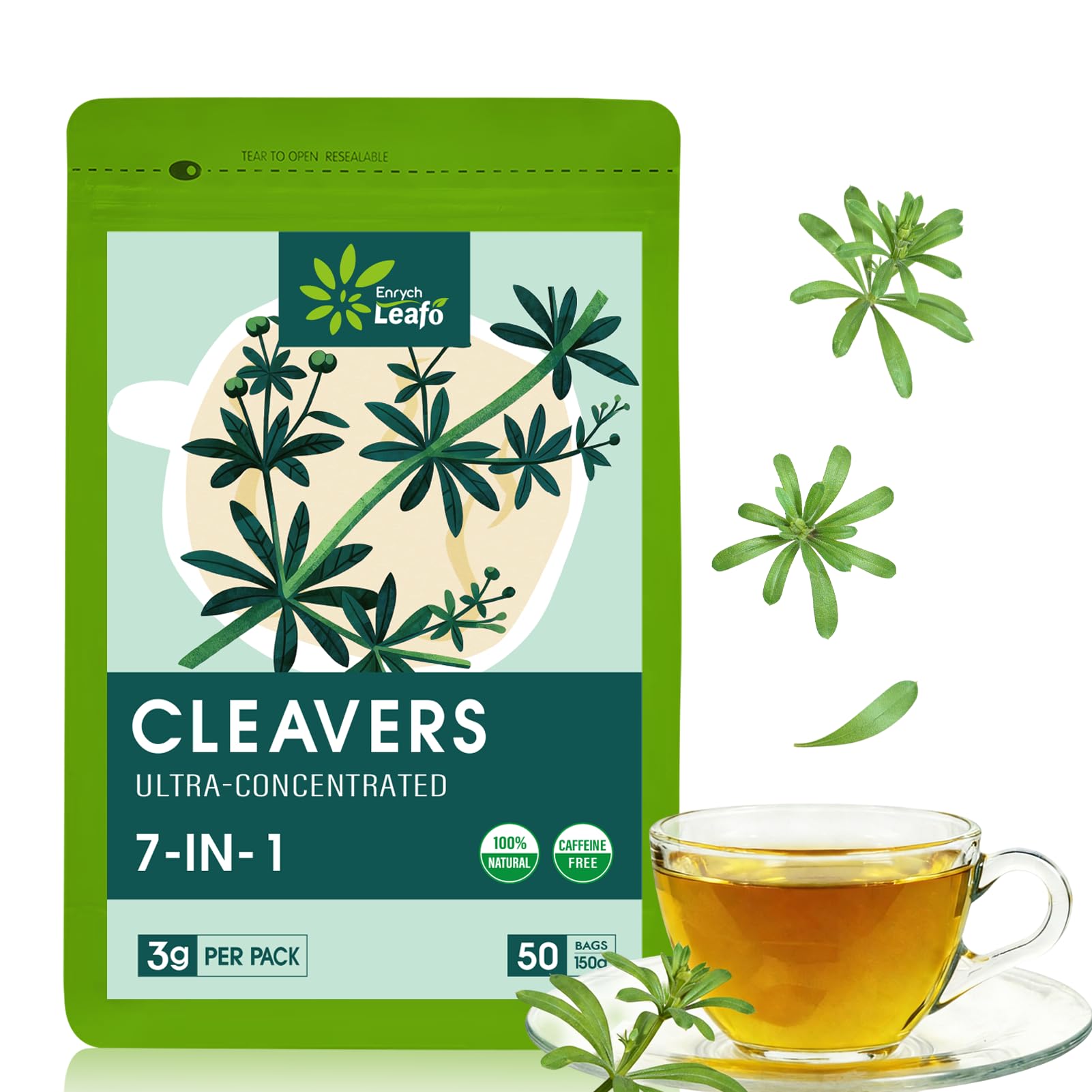 Amazon.com : EnrychLeafo Cleavers Herb Lymphatic Drainage Tea Bags