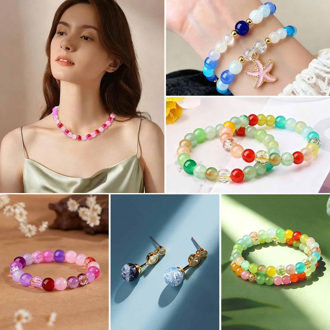 DUQGUHO 8mm Red Yellow and Green Beads for Bracelets image 5