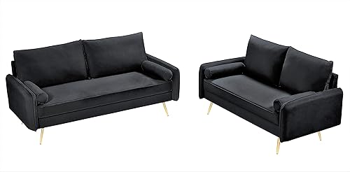 Miniatura 4 de Container - Juego de sofá de lujo de 2 piezas, diseño inspirado en Chesterfield con brazos enrollados, detalles de cabeza de clavo y acolchado de