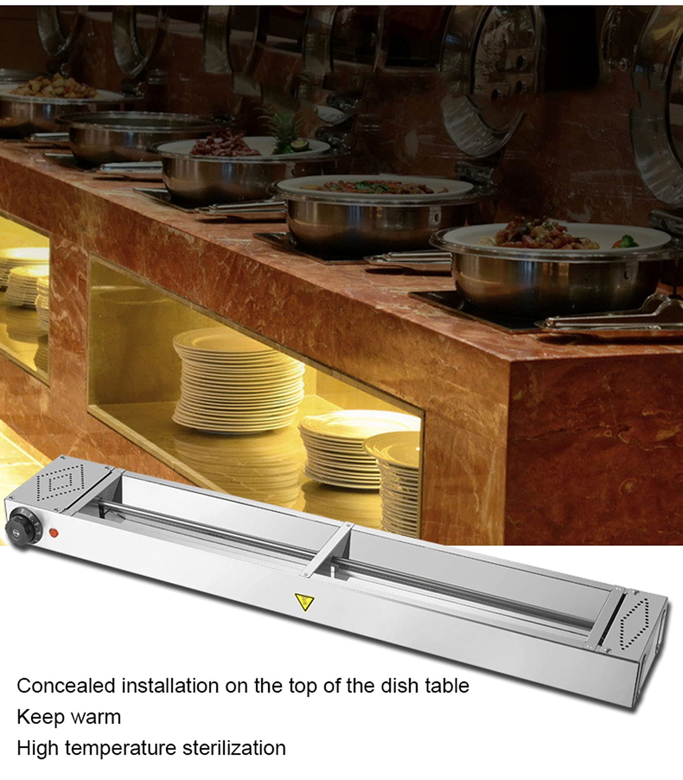 Lampe Chauffe-Plats, Pendaison Aliments Lampe Chauffante, Commercial Réchaufeur pour Buffet et Restaurant pour Pizza et Steak, 30-85℃ Réglage de la Température Constante