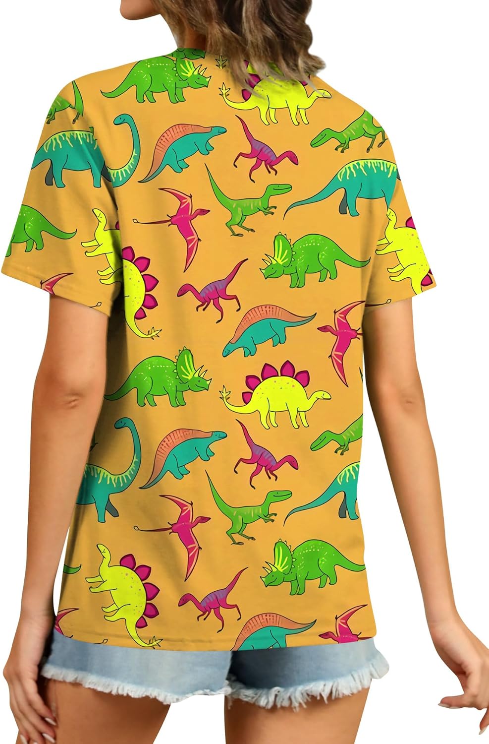 RMCMS Women's Loose Fit Dinosaur Graphic T Shirt Short Sleeve Crewneck Tee Summer Casual Top - Image 5