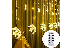 Twinkle Star 138 LED Star Moon Ramadan Decorations Lights for Christmas, Party, Home, Patio