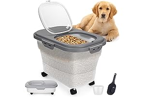 Secure And Space-Saving: 15lb Pet Food Container For Kibble Freshness
