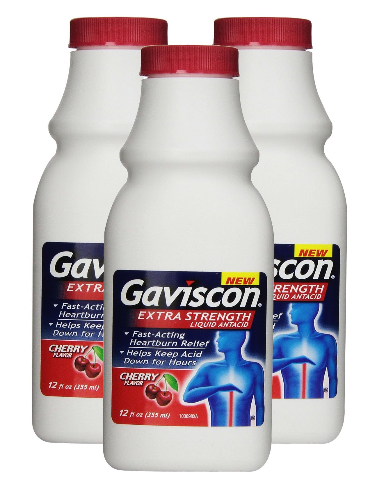 Gaviscon Extra Strength Liquid, Cherry, 12 Ounce(3 Pack)