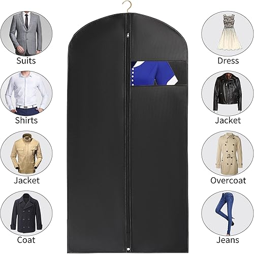 Miniatura 5 de Bolsas de traje de 60 pulgadas para almacenamiento de clóset Paquete de 3 Bolsas protectoras para guardar vestidos, trajes, abrigos y ropa de baile,